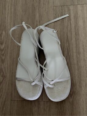 Abercrombie and fitch Strappy platform Sandals in Off-White Linen
